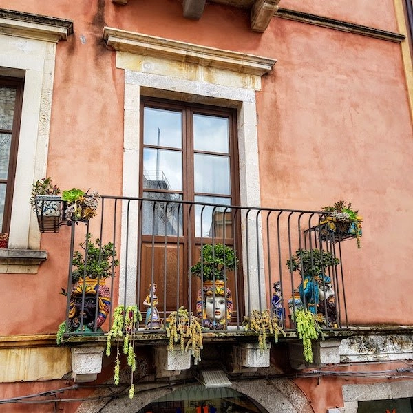 balcony with plants taormina italy